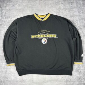 Pittsburgh Steelers Sweatshirt Mens 2XL Black Vtg 90s Starter Embroidered NFL